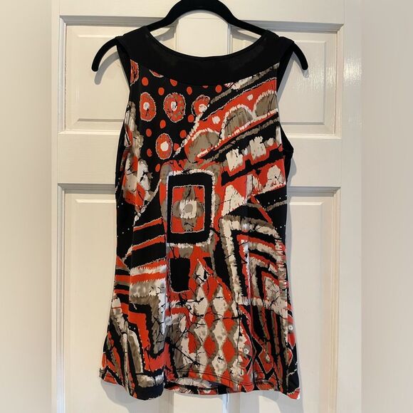Agenda Abstract Print Tank Top Black Orange Multi Women’s Size Large - Picture 4 of 5